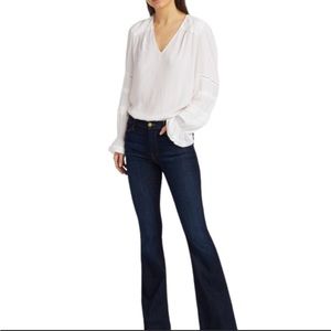 Ramy brook Finn Pintuck Lace Inset Blouse White  Size XS